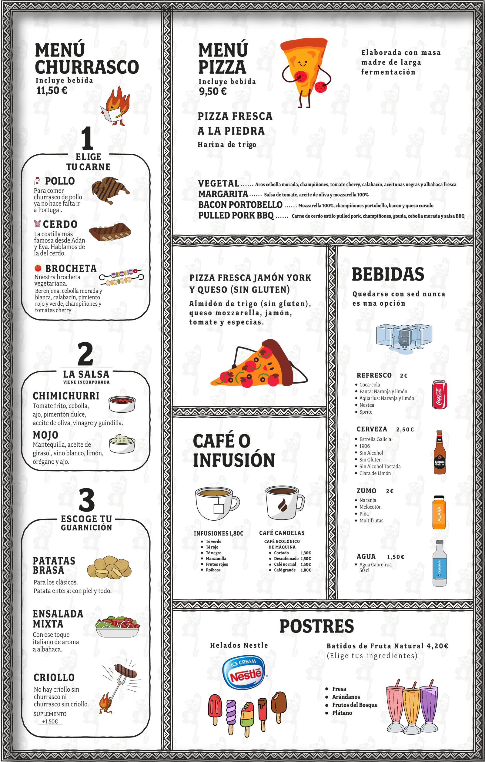 Carta cantina Parque tirolinas marikina park vigo (galicia)